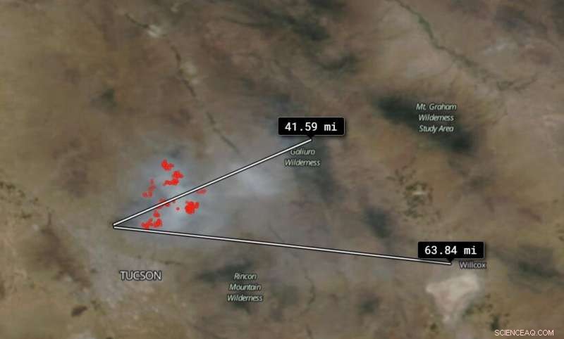 Suomi NPP Satellite Images 63‑mile Smoke Trail from Arizona Wildfire