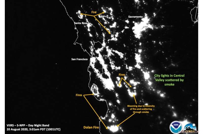 NASA’s Suomi NPP Satellite Highlights Nighttime California Wildfires