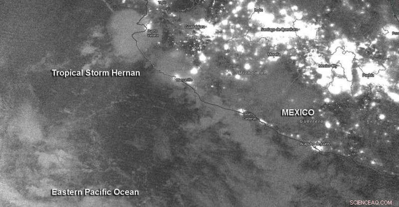 NASA-NOAA Satellite Captures Nighttime Image of Tropical Storm Hernan over Western Mexico