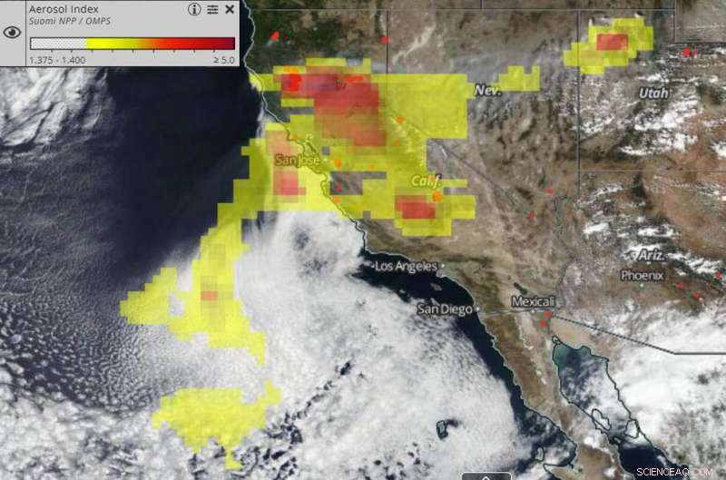 NASA’s Suomi NPP Satellite Captures Dual Views of California’s Smoke-Filled Skies