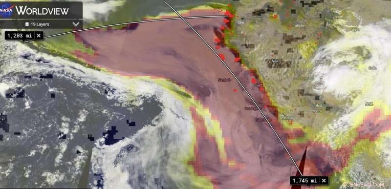 NASA’s Terra Satellite Highlights Aerosol Spread from Western Wildfires