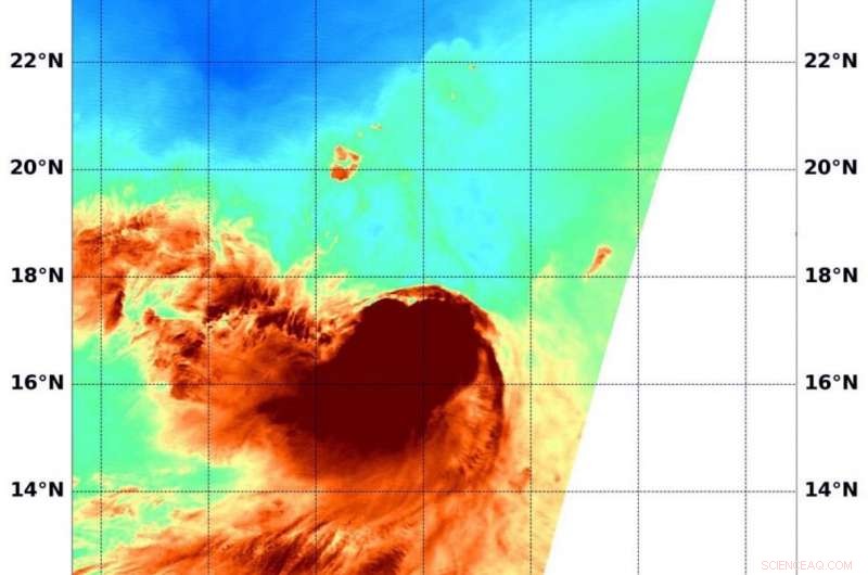 NASA’s Aqua Satellite Reveals Wind Shear Impact on Tropical Storm Karina Through Water Vapor Analysis