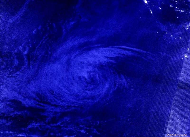 NASA Satellites Track Nighttime Movement of Tropical Storm Karina