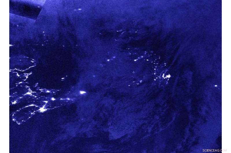 NASA Satellite Illuminates Post‑Tropical Storm Teddy over Newfoundland at Night