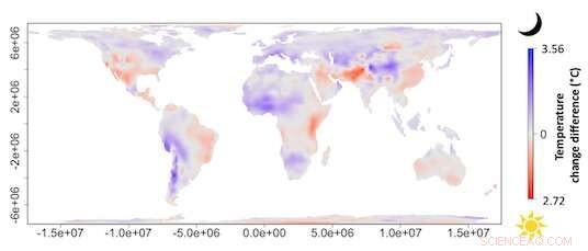 Nighttime Warming Surpasses Daytime Across Much of the Planet