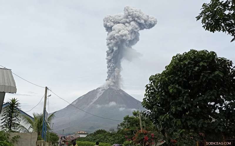Mount Sinabung in Indonesia Releases Volcanic Ash Column Over North Sumatra