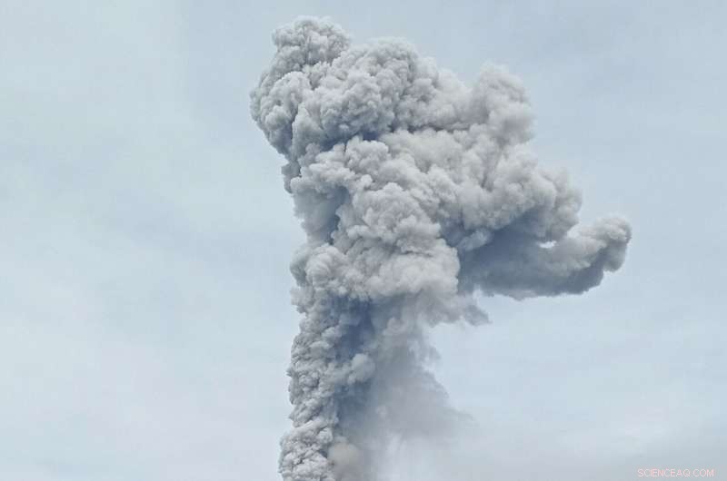 Mount Sinabung in Indonesia Releases Volcanic Ash Column Over North Sumatra