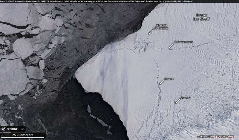 Iceberg A-74 Approaches Brunt Ice Shelf: A Near-Collision Event