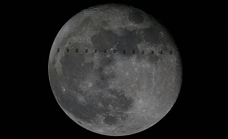 The International Space Station Passes Over the Moon – Stunning ESA Photo