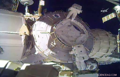 ISS Astronauts Replace Lost Micrometeorite Shielding Piece During Spacewalk