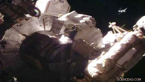 ISS Astronauts Replace Lost Micrometeorite Shielding Piece During Spacewalk
