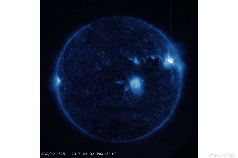 Solar Dynamics Observatory Records Trio of Powerful Solar Flares on April 2-3