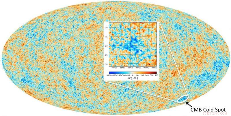 Survey Reveals Possible Exotic Origin for the Cosmic Microwave Background Cold Spot