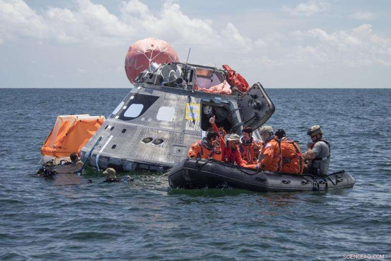 NASA Tests Crew Exit Procedures from Orion Spacecraft to Ensure Safe Return