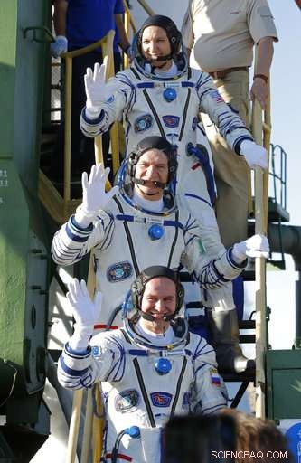 Three Astronauts Launch into Orbit on Soyuz MS-05 to the International Space Station