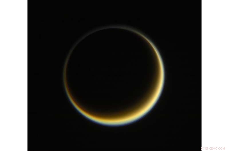 Cassini Captures Titan’s Hazy Night-Side Atmosphere