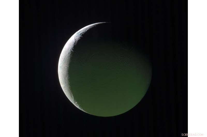 Enceladus Revealed: Stunning Image of Its Saturn-Facing Hemisphere