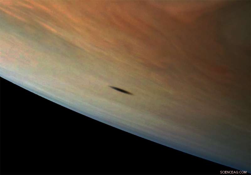 NASA Juno Captures Amalthea’s Shadow on Jupiter