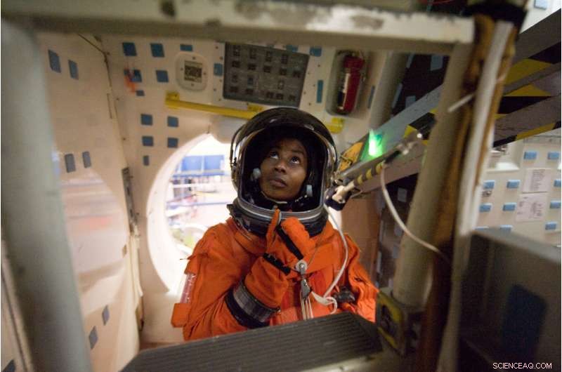 NASA Astronaut Stephanie Wilson in Shuttle Suit During 2009 Training