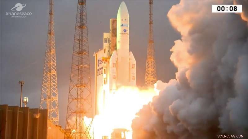 Ariane 5 s Second 2018 Launch Delivers DSN‑1/Superbird‑8 & Hylas‑4 Satellites to Orbit
