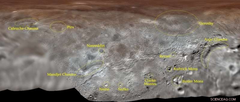 Pluto’s Largest Moon, Charon, Receives First Official Feature Names