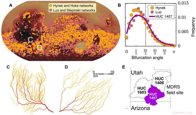 New Evidence: Martian Surface Reveals Branching Networks Indicative of Heavy Rainfall