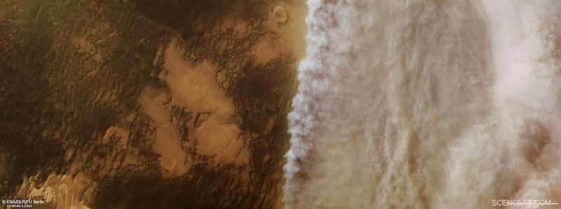Mars Express Captures Majestic Dust Storm Over North Polar Ice Cap