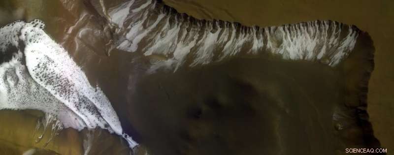 Frosty Crater on Mars: Stunning South-Facing Rim at 68°S