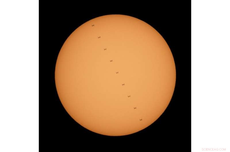 International Space Station Glides Across the Sun in Stunning Composite Image