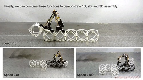 Assembler Robots Build Large Structures from Tiny Parts