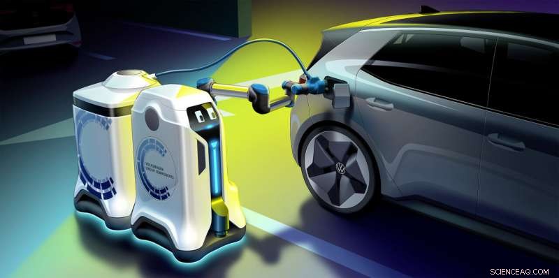 Robotic Charger at D8: A Blue EV Gets Powered