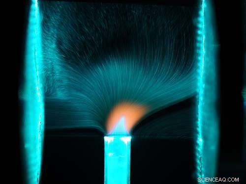 Exploring Ionic Wind Effects on Flames: 3-D Visualizations Reveal New Insights
