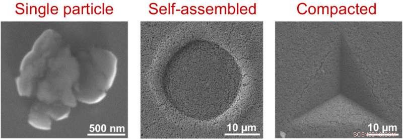 Particle Size Determines the Performance of Porous Building Blocks Under Pressure