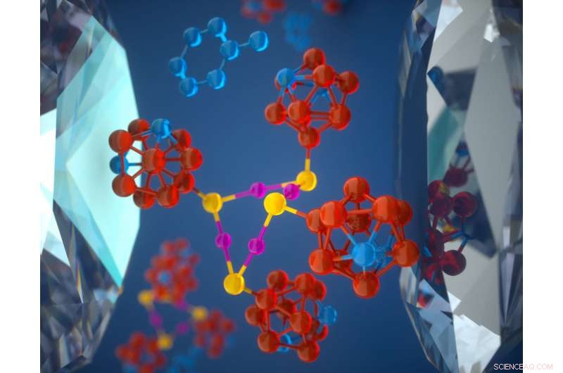 Tiny Diamond Anvils Trigger Chemical Reactions by Applying Pressure