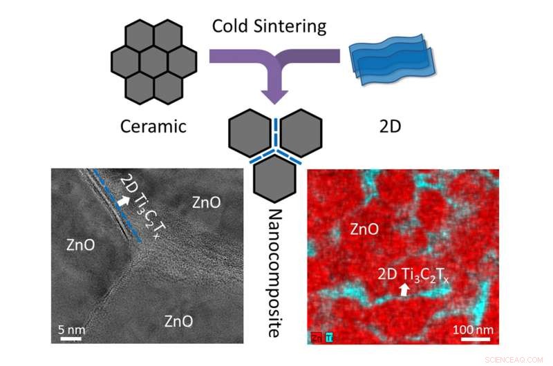 Cold Sintering Enables Integration of 2-D Atomically Thin Materials with Ceramics
