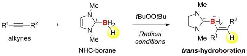 Novel Hydroboration of Alkynes: Radical-Driven Trans‑Selectivity via N‑Heterocyclic Carbene Boranes