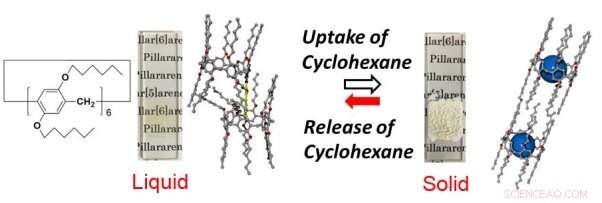 Vapor-Induced Liquid–Solid Phase Switching in Macrocyclic Pillar[6]arene Systems