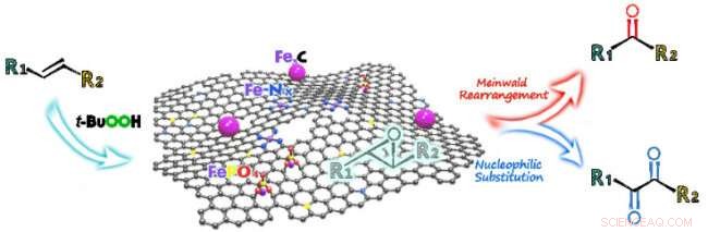 New Bifunctional Iron Nanocomposite Catalyst Accelerates Alkene Oxidation to Ketones