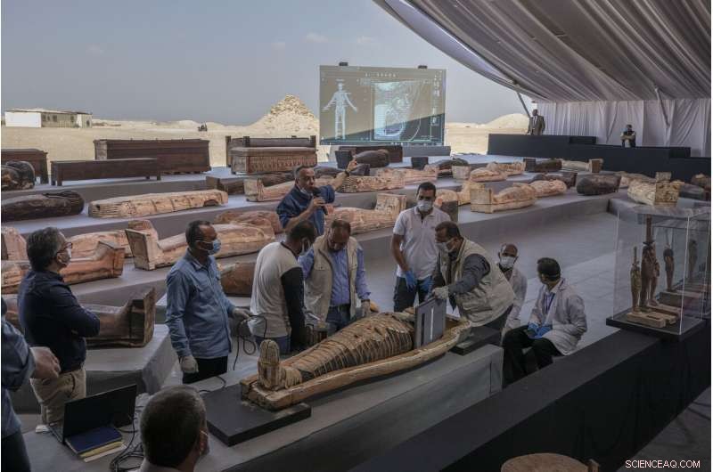 Egypt Uncovers 100+ Ancient Coffins and 40 Gilded Statues in Saqqara Necropolis