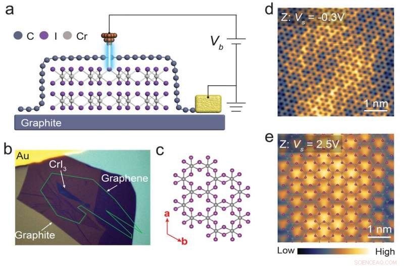 Mapping Atomic Structure and Magnetism in 2‑D Magnetic Insulators