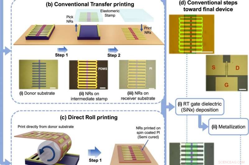 Innovative Direct Roll‑Printing Technique for Flexible Silicon Nanorod Electronics