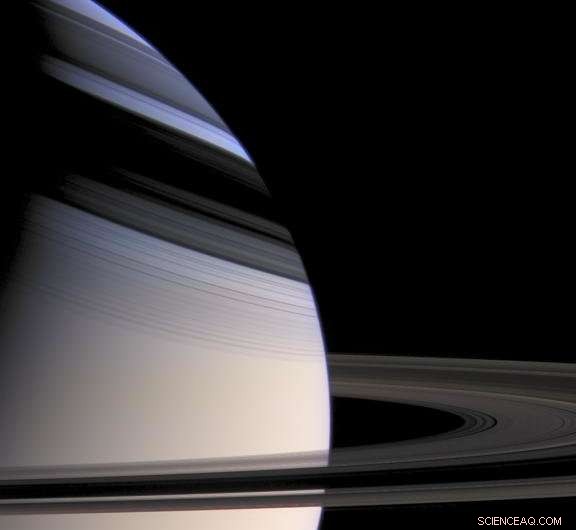 Saturn’s Rings Darken Winter Hemisphere, Reducing Haze and Enhancing Blue Sky