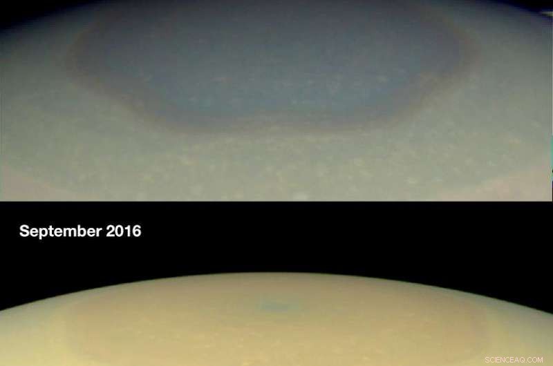 Saturn’s Rings Darken Winter Hemisphere, Reducing Haze and Enhancing Blue Sky