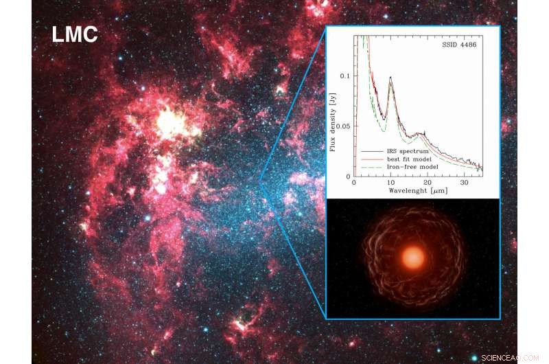 Unveiling Iron Dust Around Stars in the Large Magellanic Cloud