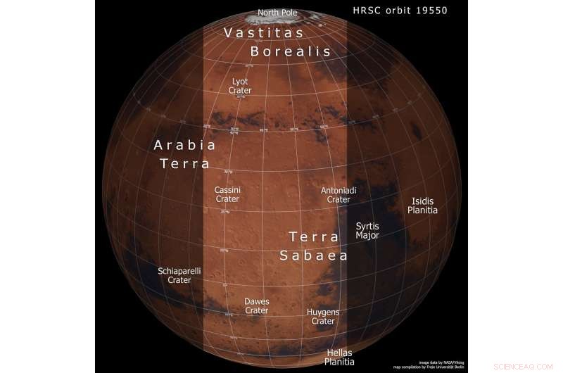 Mars Express Reveals Detailed Views of the Planet’s Northern Polar Cap and Cratered Terra Sabaea & Arabia Terra