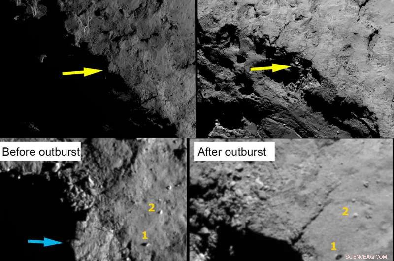 Comet 67P’s Dynamic Surface: Collapsing Cliffs & Bouncing Boulders