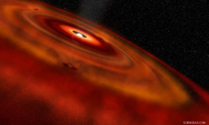 Gas  Waterfalls  Reveal Growing Planets Around a Young Star