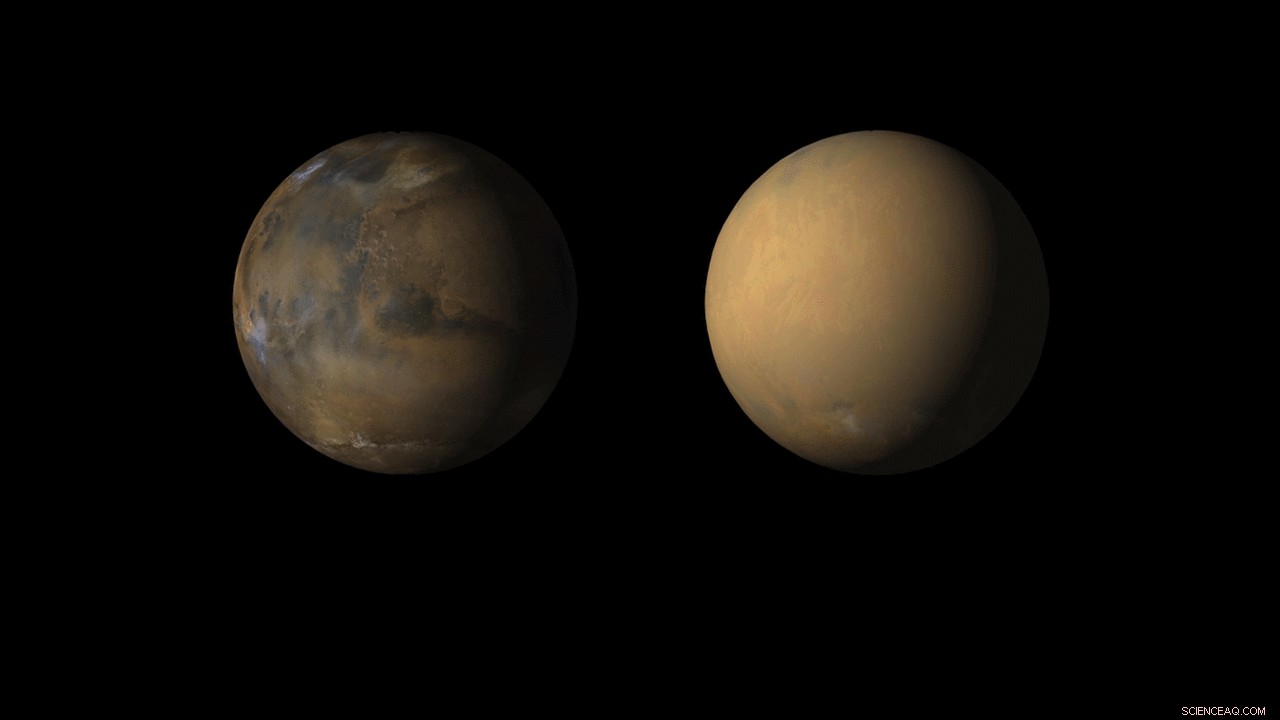 NASA’s MRO Captures Mars Dust Storms Forming Towering Columns