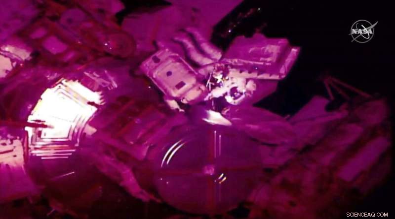 ISS Astronauts Install New Pumps in Alpha Magnetic Spectrometer