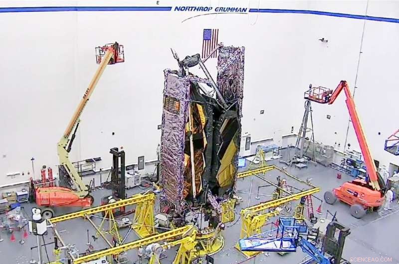 James Webb Space Telescope Stowed for Ariane 5 Launch: First Look